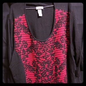 CATHERINES BLACK AND RED BLINGY TOP